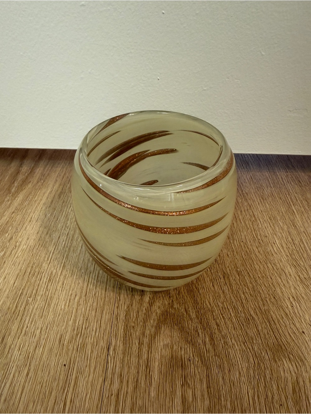 Anthropologie Hand Blown Glass Swirl Bowl